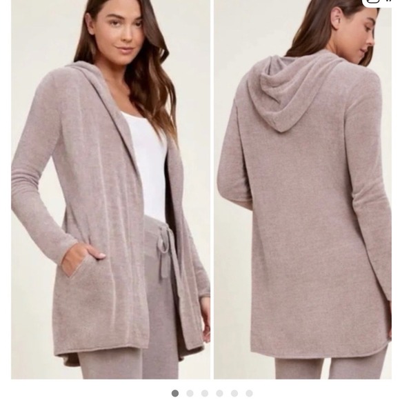 Barefoot Dreams Sweaters - Barefoot Dreams CozyChic Lite Cardigan Style 905 Taupe Hooded Pockets